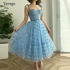 Платье Verngo женское Короткое из тюля, ТРАПЕЦИЕВИДНОЕ ПЛАТЬЕ на бретелях-спагетти, с бантом, до щиколотки, для выпускного вечера, 2021