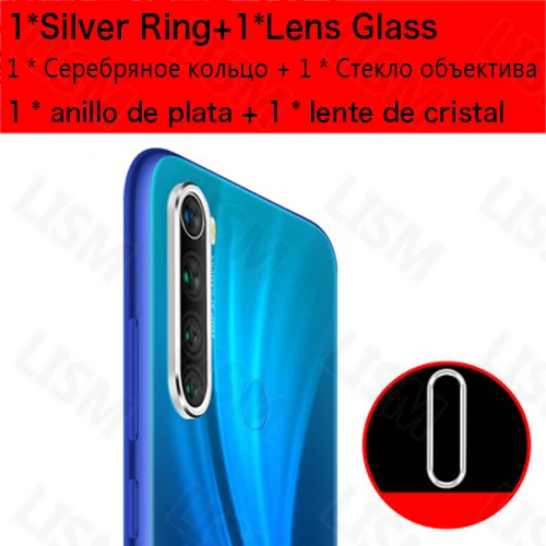Silver Ring Glass Для Xiaomi Redmi Note 8 Note 8 Pro задняя камера металлическое кольцо задний объектив Защита экрана Мягкий объектив 7H Закаленное стекло пленка - Цвет: Silver Ring Glass