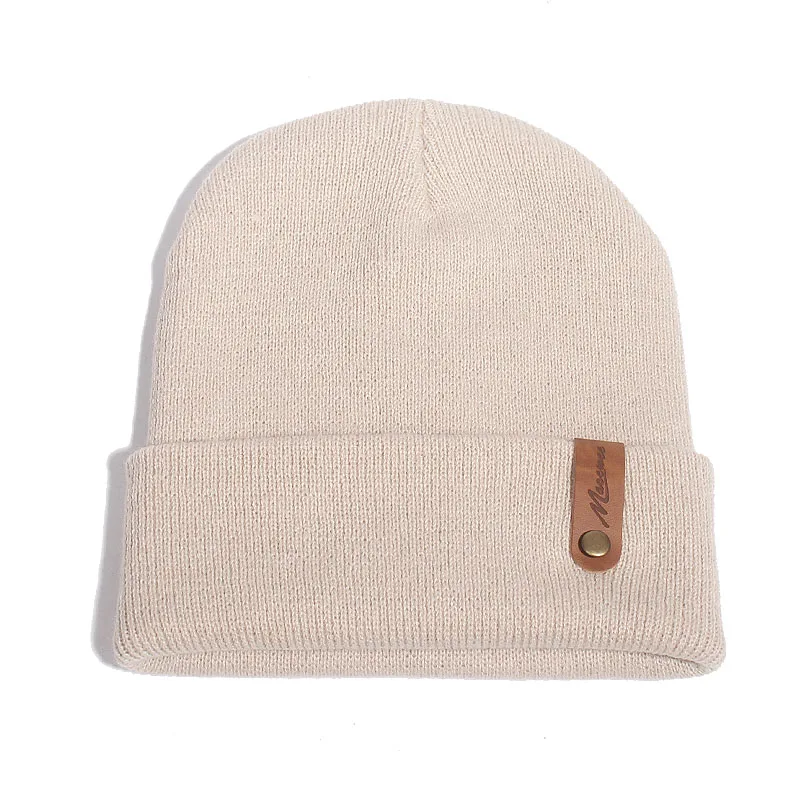 Зимняя Вязаная Шапка бини для мужчин и женщин повседневные однотонные Лыжные