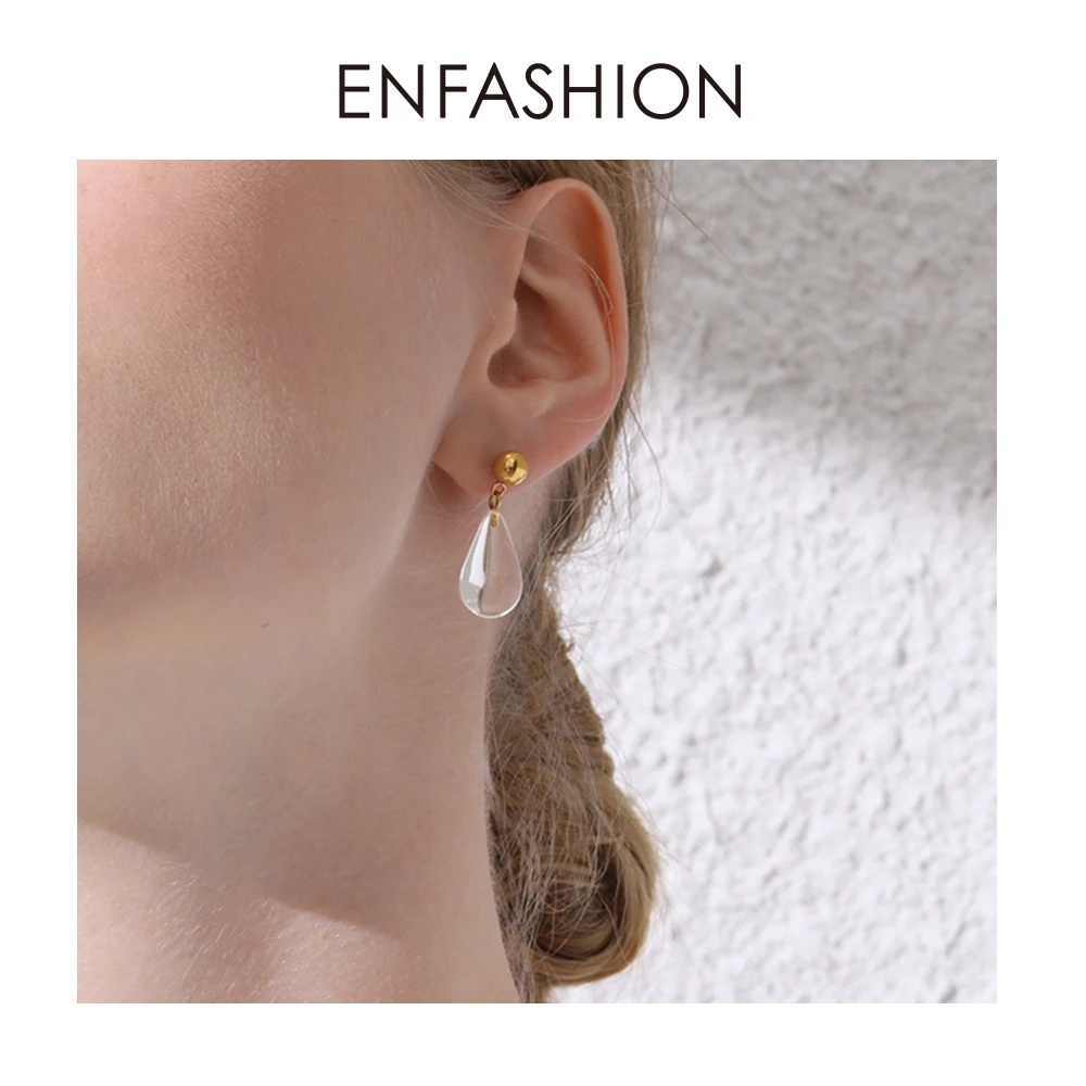 ENFASHION капли воды форма Кристалл Висячие серьги для женщин милые геометрические висячие серьги, ювелирные изделия Kolczyki EC191064