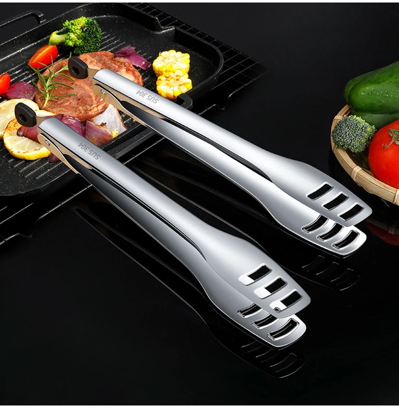 

304 щипцы для пищи из нержавеющей стали щипцы для подачи мяса, салата, хлеба, Нескользящие, для барбекю, барбекю, кулинарные кухонные принадле...