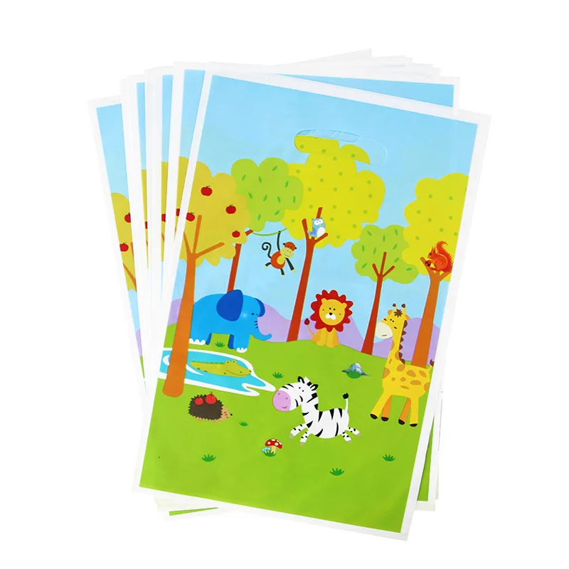 gift bag 10pcs День рождения украшения Дети Джунгли животных окружающей среды Бумага одноразовые посуда тарелка чашки шар украшения принадлежности - Цвет: gift bag 10pcs