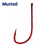 original mustad 92668 fishing hooks red nickel single barbed sea live bait jig double back barbed carp