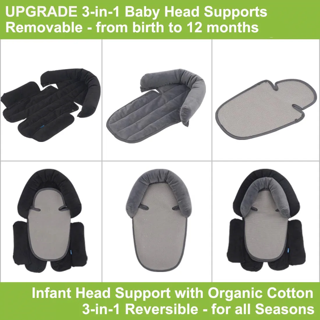 3-in-1  summer Baby Head Body Support Pillow For Car Seat Baby Head Support Pillow Headrest Strollers pads 0-12M