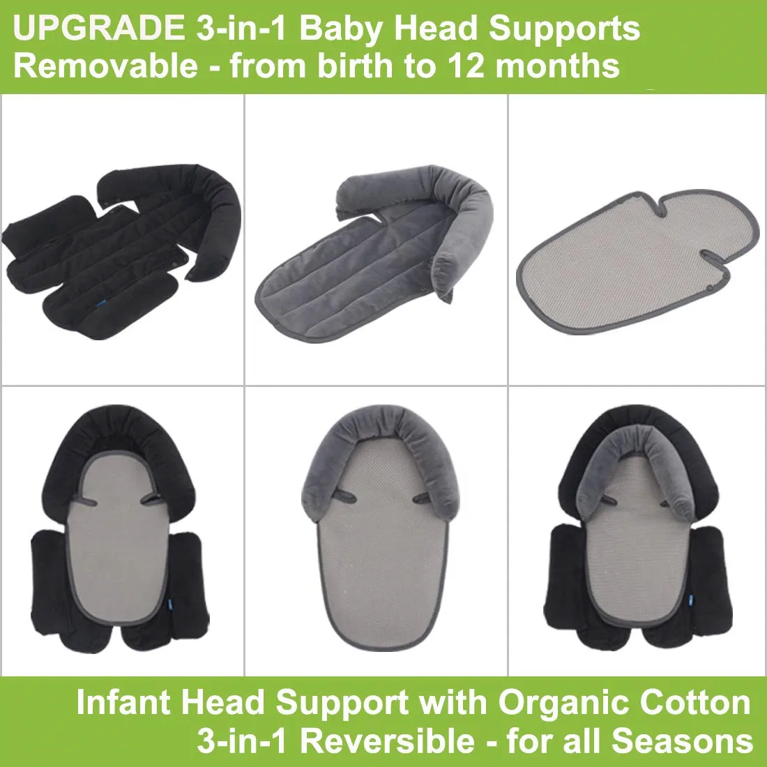 

3-in-1 summer Baby Head Body Support Pillow For Car Seat Baby Head Support Pillow Headrest Strollers pads 0-12M
