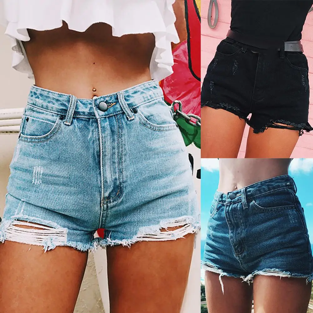 

High Waist Women Denim Shorts Vintage Fashion Summer Ripped Frayed Hole Female Casual Loose Streetwear Jeans Women Shorts