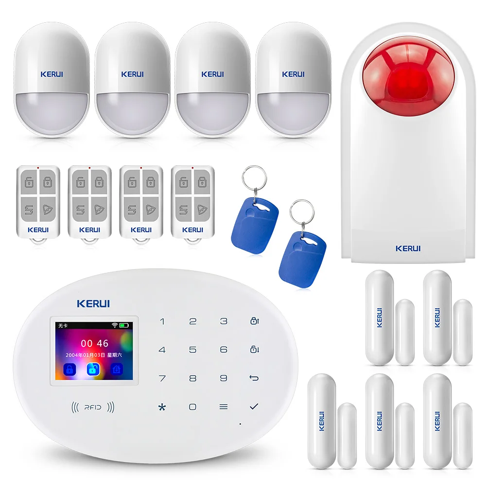 KERUI W20 новая модель Беспроводная 2,4 дюймов Сенсорная панель WiFi GSM система охранной сигнализации приложение PIR сирена движения Rfid Управление