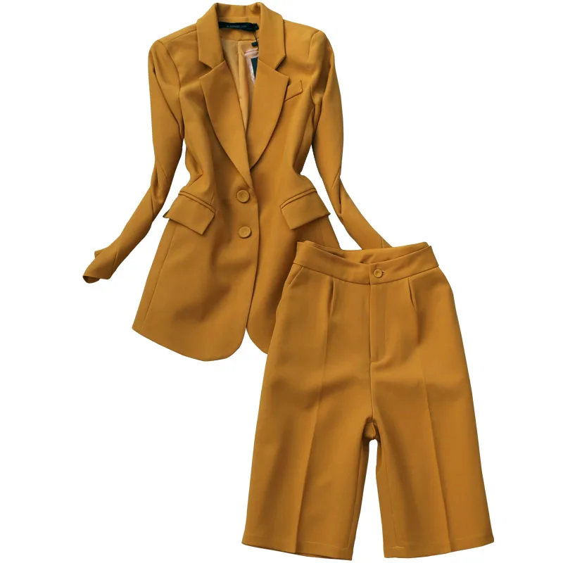 women two piece outfits spring and autumn new style fashion OL temperament commuter suit five-point pants all-match women's suit