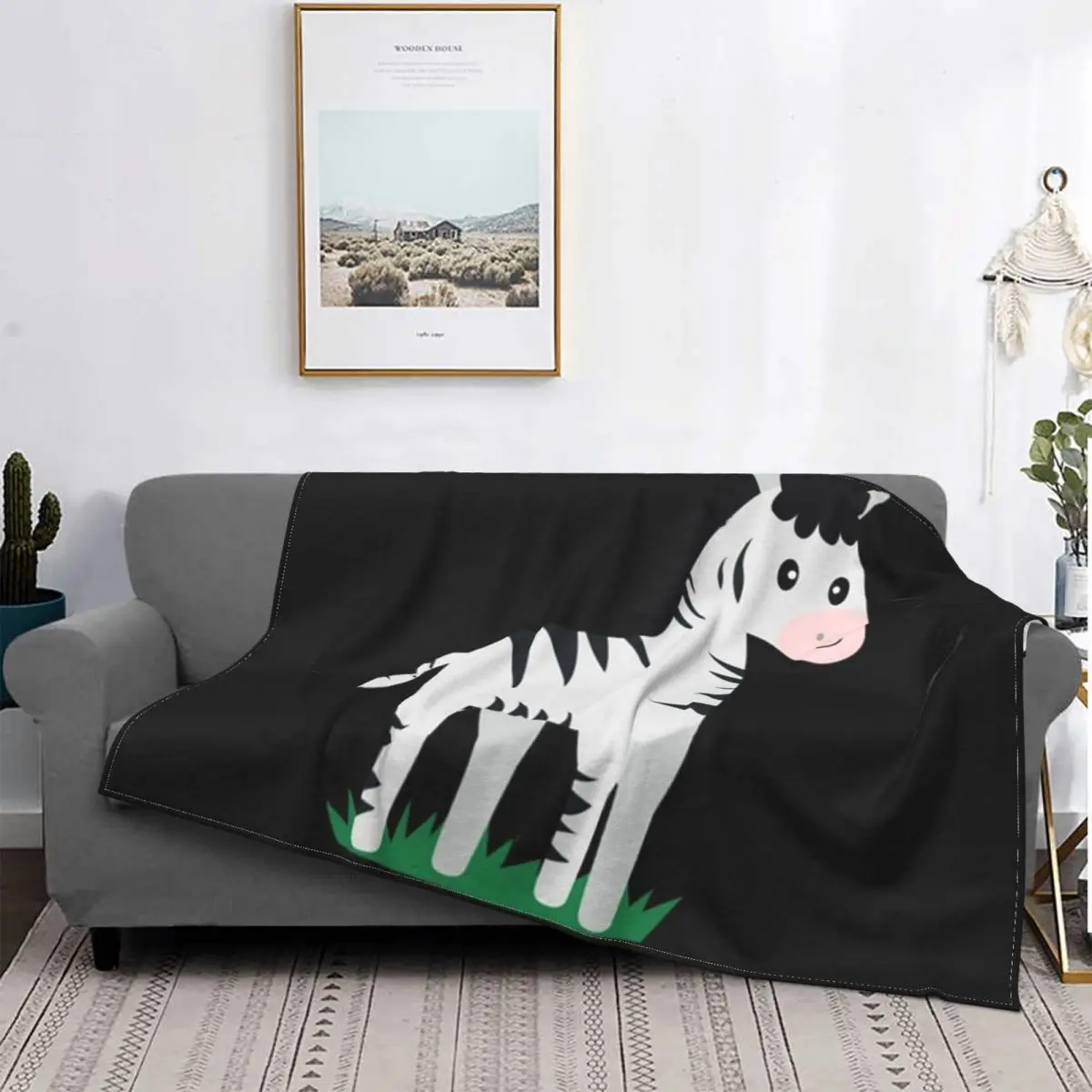 Симпатичное одеяло с рисунком зебры в виде Каваий искусственное плюшевое теплое