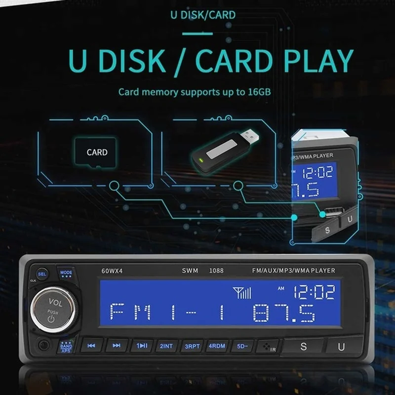 1 Din Авторадио 12 в Bluetooth USB/SD/AUX MP3 плеер Радио Стерео Audios FM Handsfree|MP3-плеер для авто| |