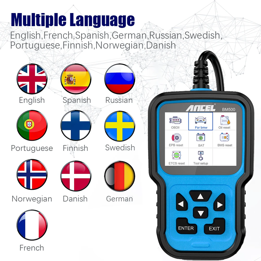 ANCEL BM500 OBD2 сканер для E82 E87 ПП EPB SAS сброса автоматический сканирующий инструмент