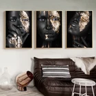 Картины на холсте для африканских женщин, постеры и принты золотых и черных женщин, настенные художественные картины для гостиной, Декор для дома