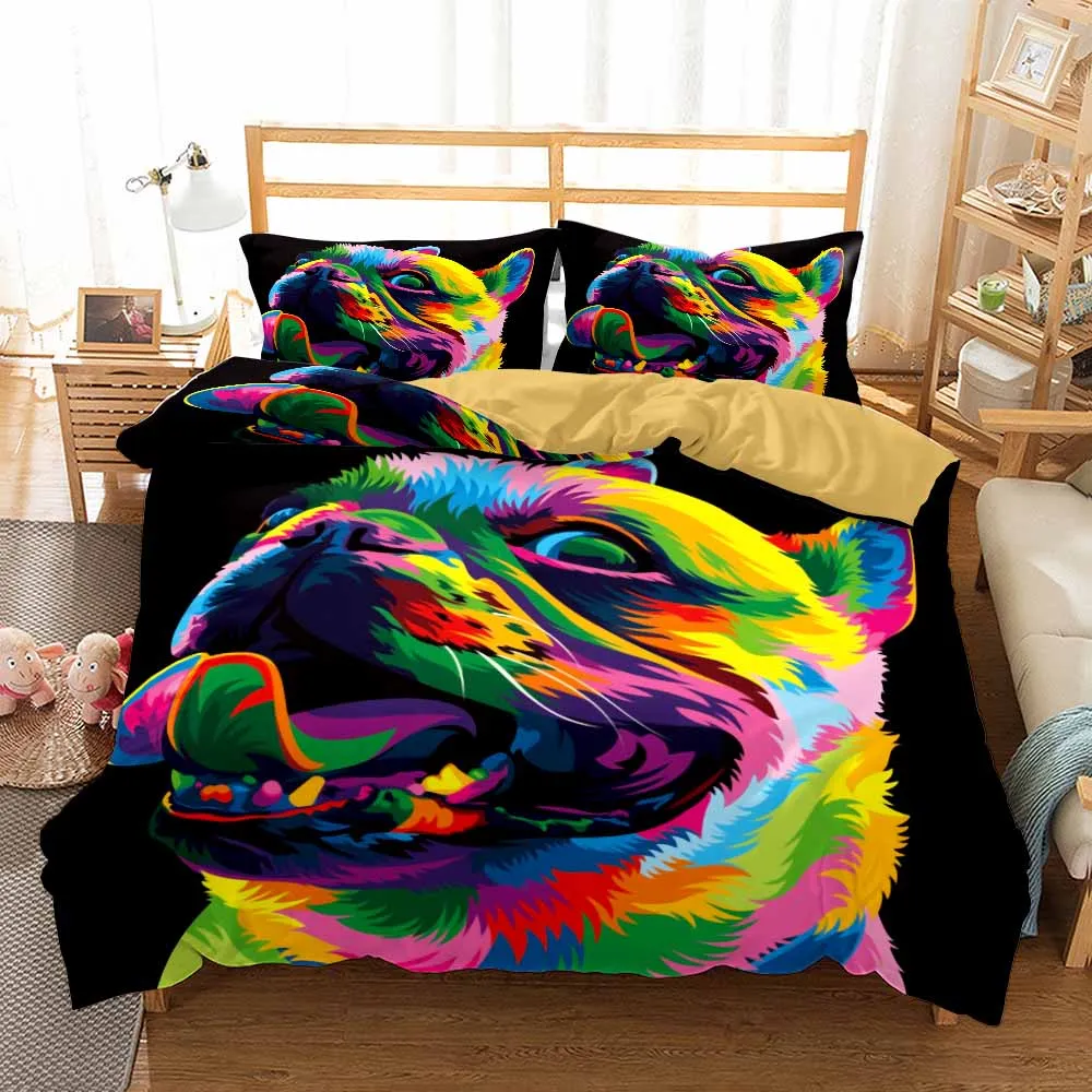 

3D Print Painted Animals Duvet Cover Colorful Dog Lion Cartoon Bedding Set For Kids Bedroom Comforter Set Luxury Bed Comforters