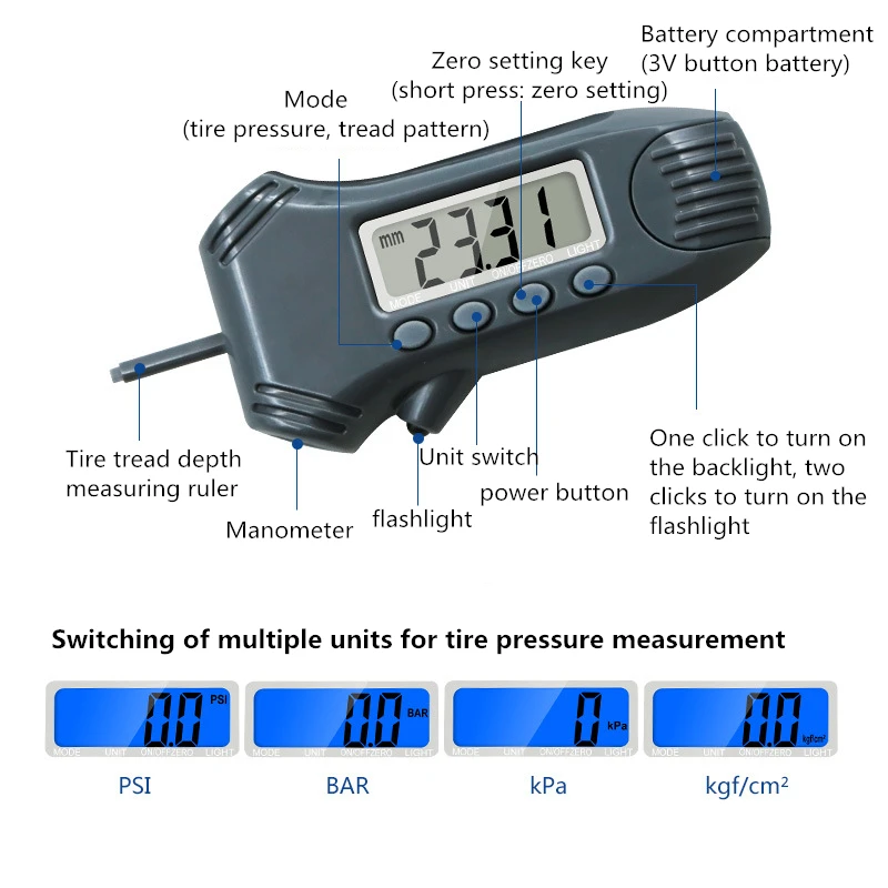 Цифровой датчик давления в шинах протектора шины линейка для замера глубины 3 1 с