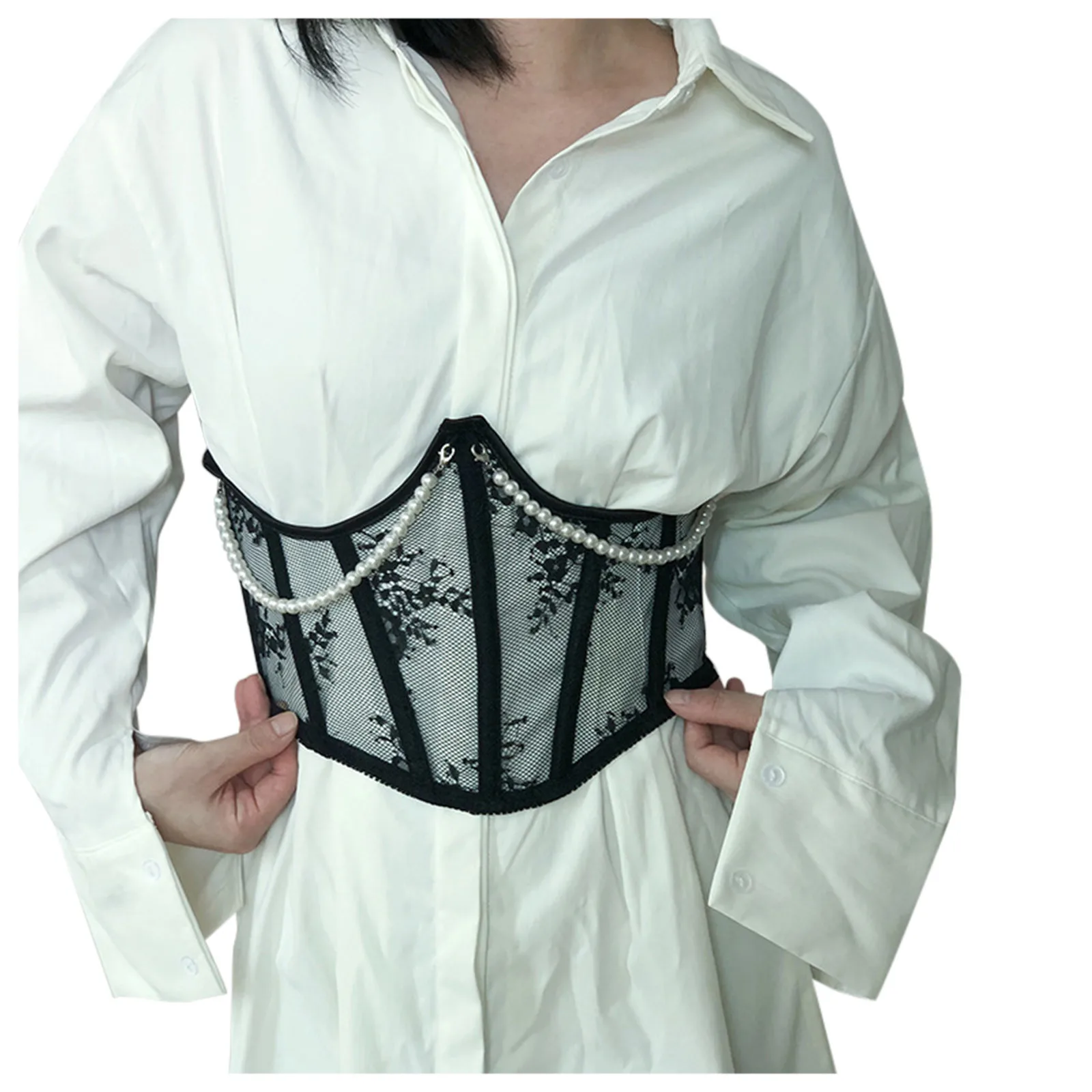

Pearl Lace Women Corset Back Tummy Slimming Control Underbust Fashion Vintage Ladies Shaper Shapewear Underwear Girl Corset