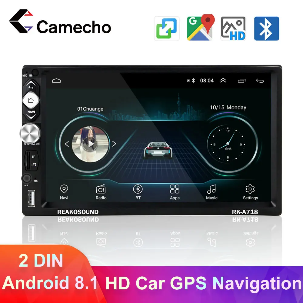 

Camecho 2din Android 8.1 Car Multimedia Player Universal Car Radio 7'' Touch Bluetooth Car Audio Stereo GPS Navigation Autoradio