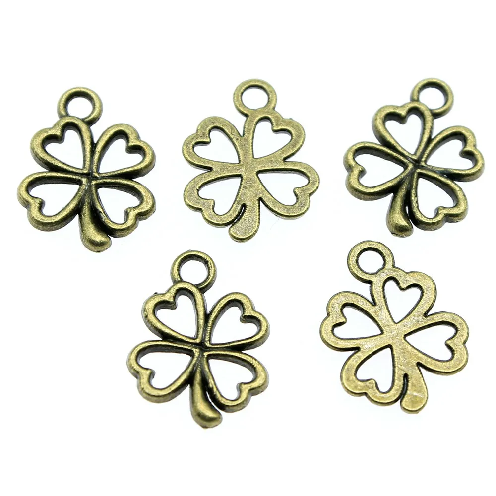 

40Pcs 17x13mm Small Hollow Lucky Clover Charms For Jewelry Making DIY Jewelry Findings Antique Bronze Color Alloy Charms