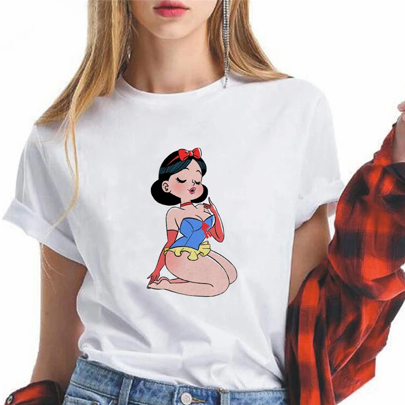 

Funny T Shirts Disney Princess Women Pulovers Princesses Y2k T-Shirt Fashion Party Europe Urban Ropa Mujer Tee Shirt Clothing