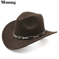 munng unisex fashion wool blend western cowboy hat wide brim sombrero jazz cap