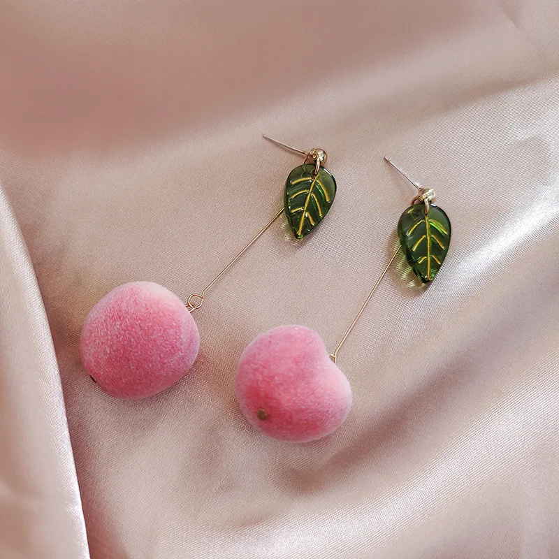 

Korea New Cute Fruit Lady Earrings Strawberry Pineapple Peach Grape Cherry Cucumber Dragon Apple Pineapple Girl Fruit Earrings