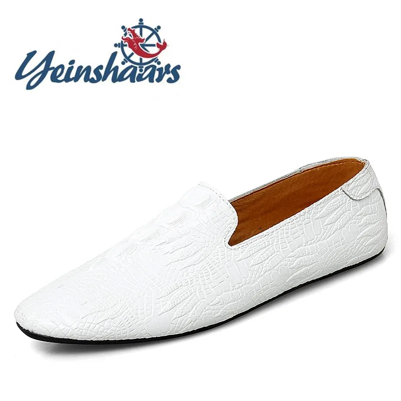 Мужская обувь Кожаная для вождения Легкие лоферы под крокодиловую кожу Туфли в