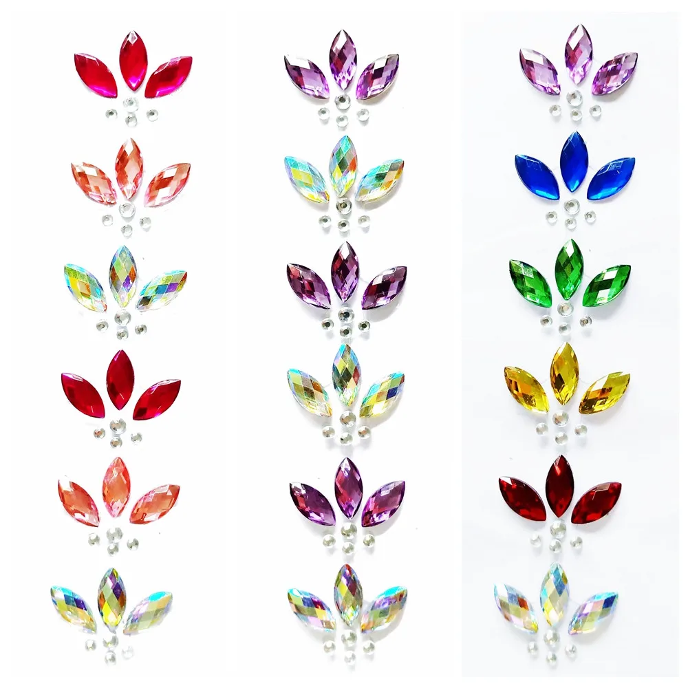 1 Sheet 3D Crystal Forehead Headpiece Sticker Hair Glitter Face Body Gems Jewels Rhinestone Festival Shiny Sexy Tattoo Stickers | Красота и