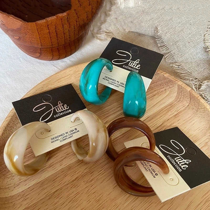 

Новинка 2021 винтажные большие серьги-гвоздики в форме с павлина синего и зеленого цвета черепаховой черепахи из полимера ацетатные серьги-к...