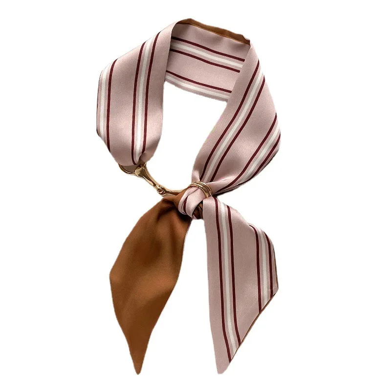 

New Spring Isn Wind Clavicle Scarf Female Narrow and Long Silk Scarf Dual-use Ribbon Striped Scarf Headband