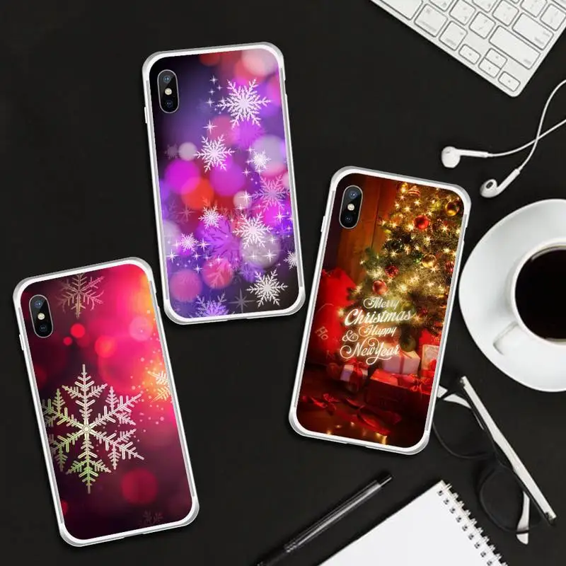 

Merry Christmas Red Snow Deer Phone Case Transparent for iPhone 6 7 8 11 12 s mini pro X XS XR MAX Plus