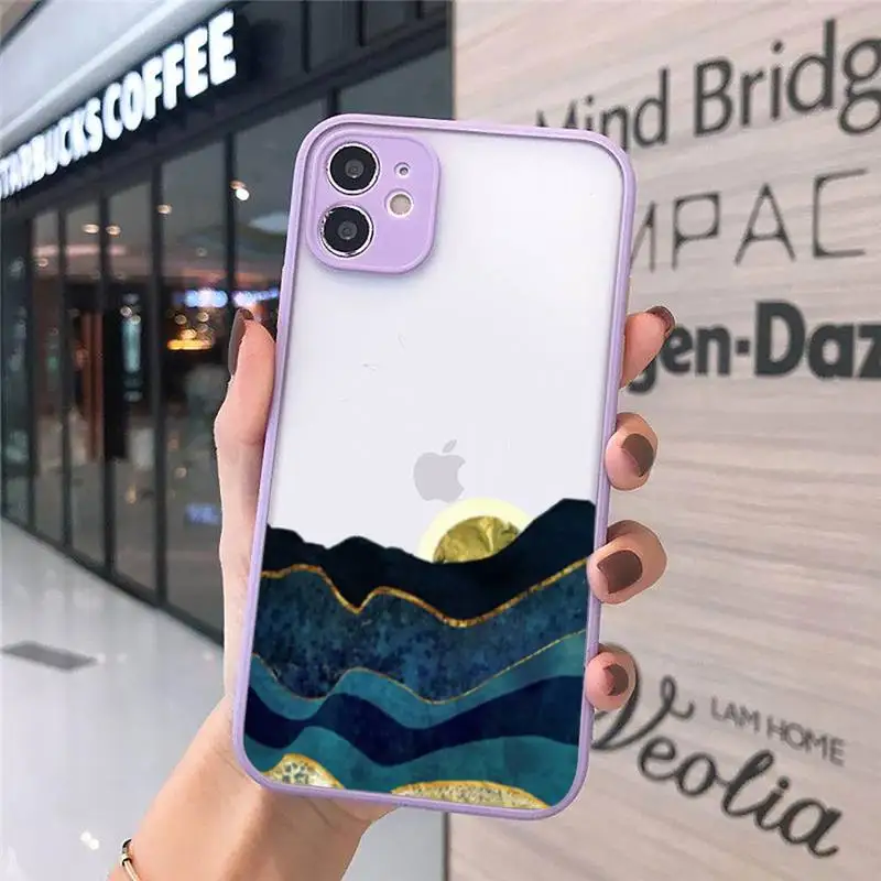 

Mountain Marble Moon pattern luxury Phone Cases funda matte transparent For iphone 7 8 11 12 plus mini x xs xr pro max cover