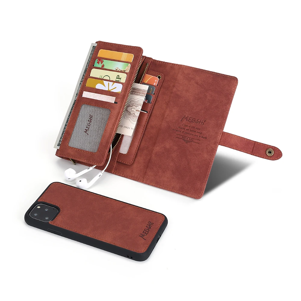 Samsung S10 plus Wallet Case Premium Leather Zipper Purse Detachable Magnetic Flip Note 8 Phone with Credit Card Slots |