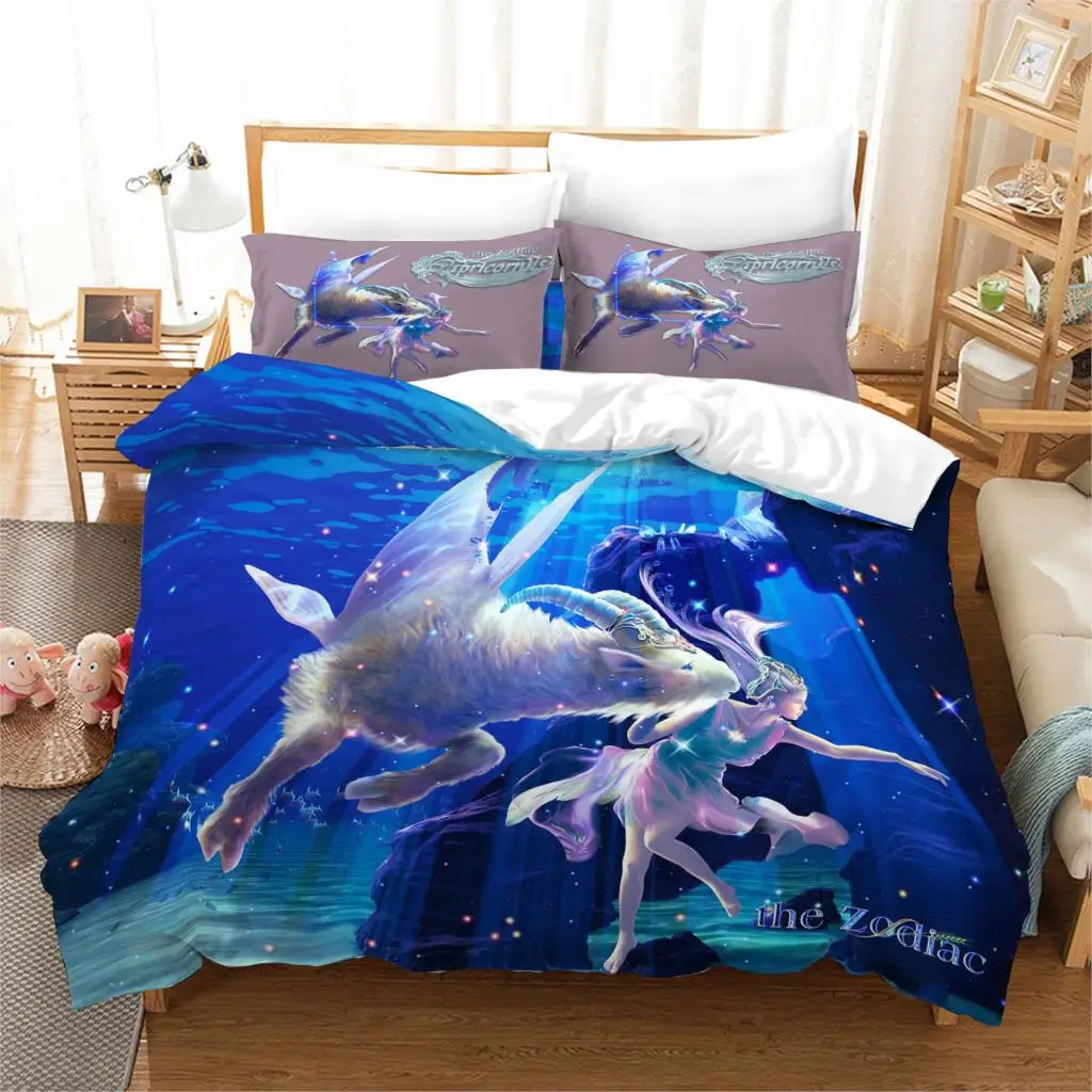 

3D Leo Comforter Bedding Sets Cartoon Twelve Constellation Duvet Quilt Cover Set Kids Bed Linen And Pillowcase