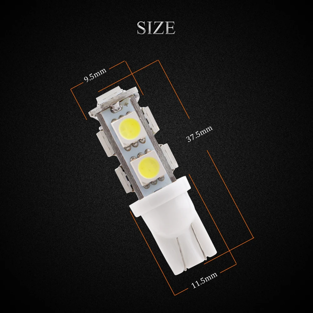 Автостайлинг! 200X T10 5050 194 168 W5W 9 SMD 9 светодиодный High Lumen светодиодный светильник лампы индикатора светильник контрольная лампа 12V для парковки