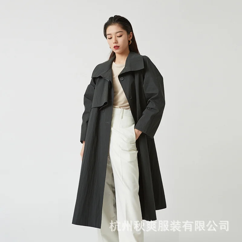 

Осень 2021 новый продукт однотонное темпераментное пальто во французском стиле повседневное пальто средней длины с двумя боковыми карманами...