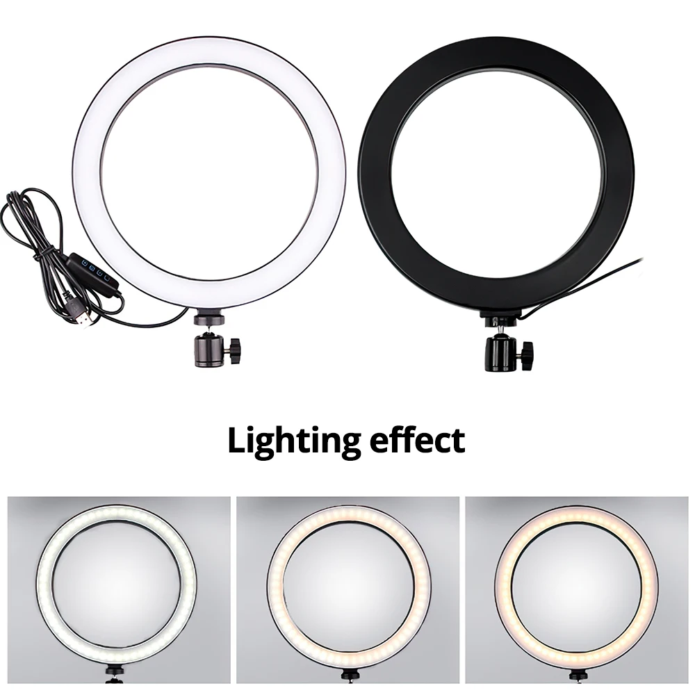 Светодиодный кольцевой светильник 26 см с триподом 210 для камеры настольная лампа