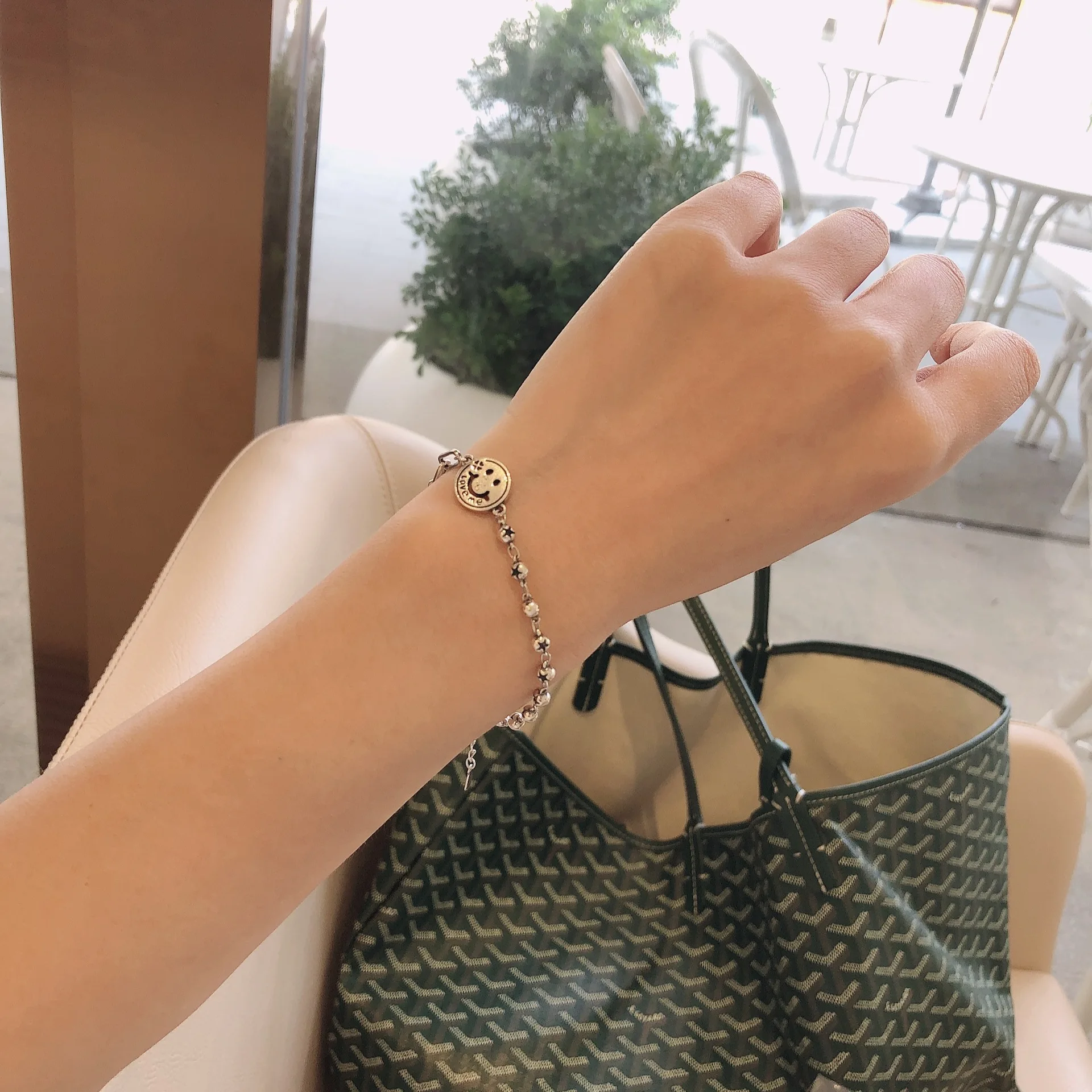 BONLAVIE корейский стиль соединенная цепь улыбка лицо браслет женский S925 серебро