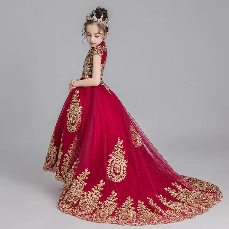 

Детское платье подружки невесты, вечернее платье на свадьбу с длинным вечерние платье Элегантное красное платье кроя принцесса для девочек...