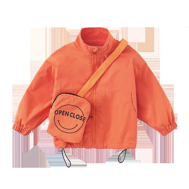 

Girls' Letter Coat with Bag 2021spring New Korean Short Baby Jacket Children's Clothing Windbreaker Fashion