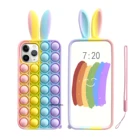 ZSHOW Непоседа сенсорные игрушечный футляр для iPhone 11 Pro Max 12 Pro Max 7 8 пуш-ап с пузырьками для снятия стресса чехол радужной расцветки с изображением кролика для девочек