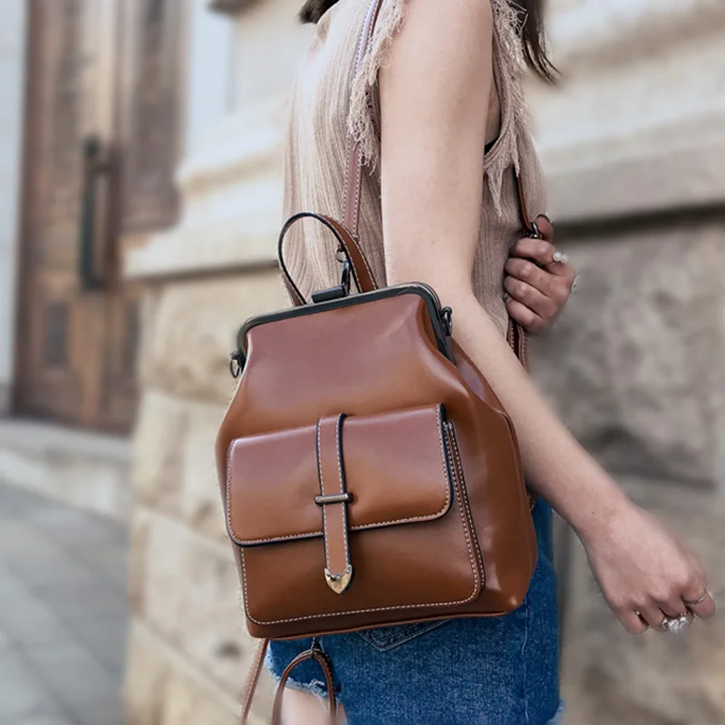 

High Quality Leather Women Backpack Large Capacity Travel Backpack School Bags for Girls Leisure Shoulder Bags