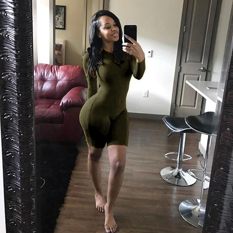 Новый цельный комбинезон женский 2021 сексуальный Облегающий с круглым вырезом и