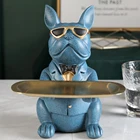 Скандинавская скульптура французского бульдога, статуя собаки, украшение стола для хранения ювелирных изделий, Подарочная тарелка с ремнем, поднос для очков, статуя для домашнего искусства