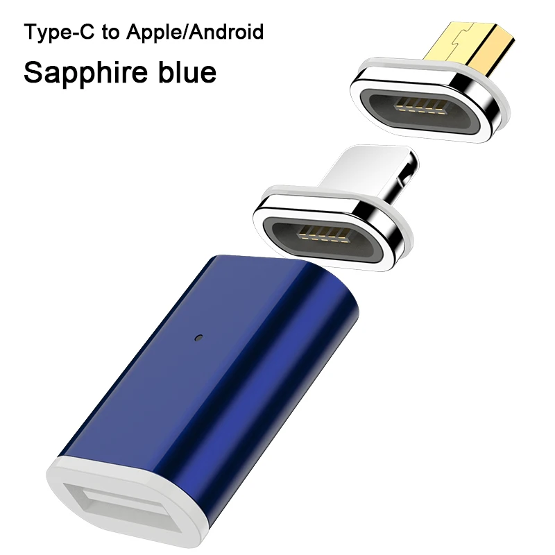 Магнитный USB C адаптер для iPhone XS X XR 8 7 поддержка QC3.0 8 Pin Micro usb type C зарядный разъем адаптер для huawei samsung - Цвет: Type-c to 8Pin Micro