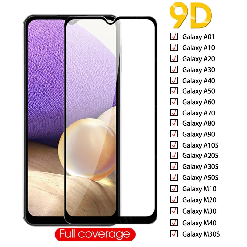 

9D Protective Glass For Samsung Galaxy A01 A10S A20S A30S A40 A50S A60 A70S A80 A90 Tempered Glass For Samsung M10 M20 M30S M40
