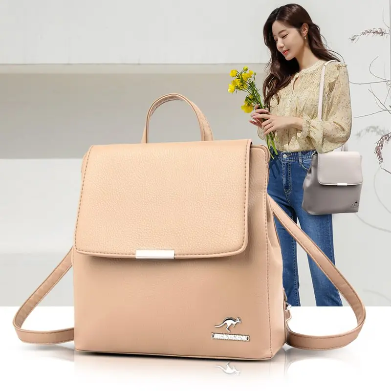 

High Quality Leather Backpacks for Women 2021 Casual Small School Bag Teenagers Outdoor Travel Shoulder Satchel Mochila