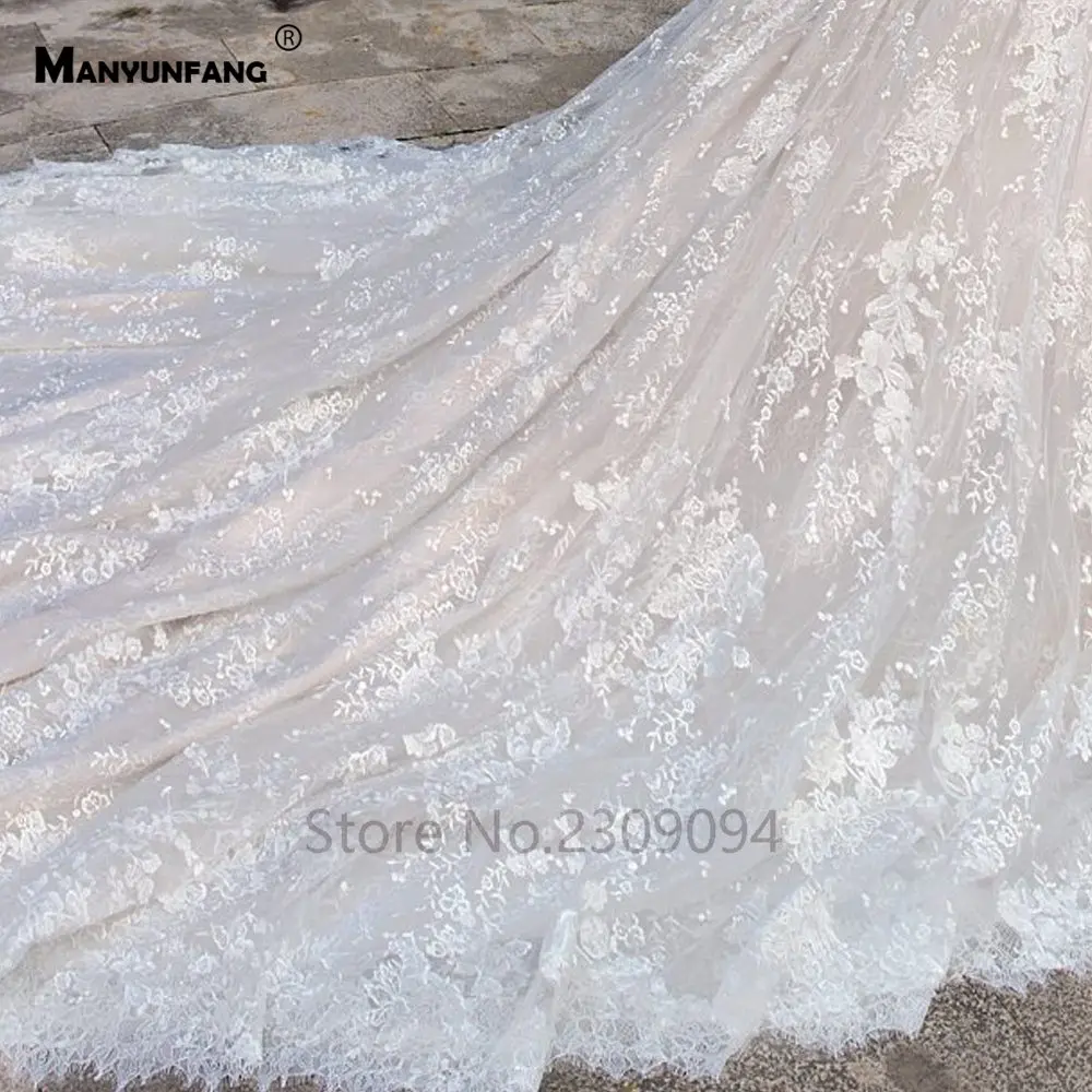 

MANYUNFANG wedding dress long sleeve bottom lace vestidos de boda lace up suknie slubne boho luxury wedding dress with sleeves