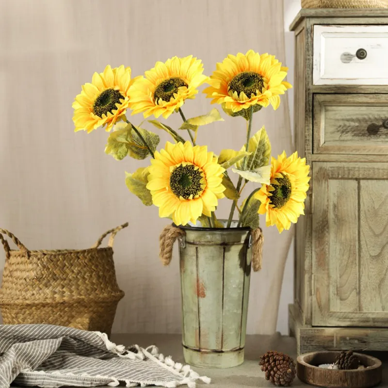 Искусственный букет подсолнухов из искусственного шелка для свадьбы сада офиса