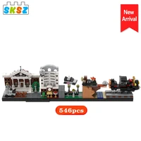 moc back to the future city model skyline architecture building blocks street view bricks diy kid creative toy for children gift
