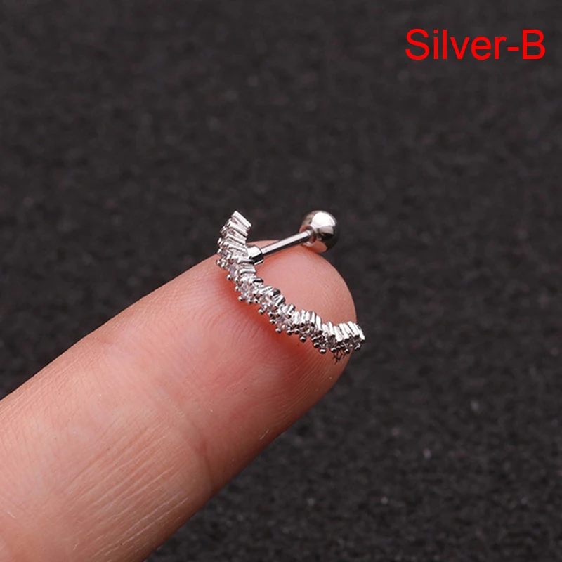 

1 Piece 3 Mm Ball CZ Ear Cuff Stud Daith Tragus Rook Piercing Jewelry Long Bar Lobe Earring For Women Hot