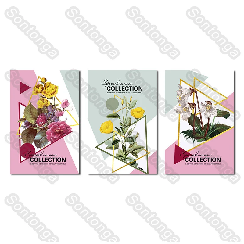 

Plant Flower Branch Decoration Background Wall Wall Sticker Room Bedroom Wall Layout Antique Self-Adhesive Painting